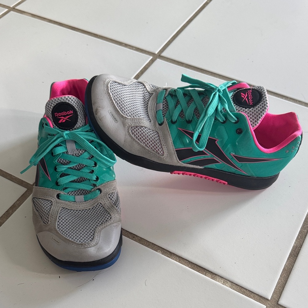 Reebok Turquoise and Pink Sneakers